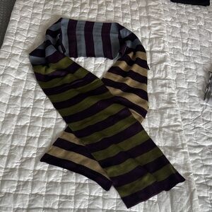 Striped Scarf in Purple, Green, and Tan
